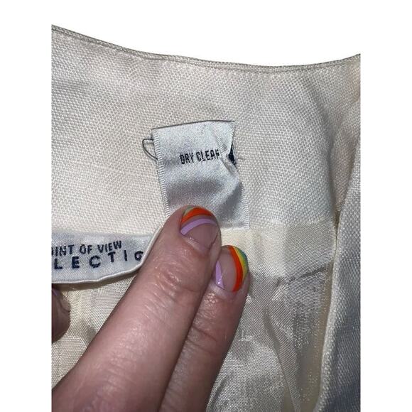 Point of View Collection Women's 90s Cropped Blazer 100% Linen White Size 6 - Picture 7 of 14